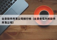 北京软件开发公司排行榜（北京有实力的软件开发公司）